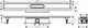 Hansgrohe Duschrinnen-Fertigset in schematischer Darstellung mit Abmessungen und Montagepunkten, seitliche Ansicht sowie Detailansicht des Anschlussbereichs.